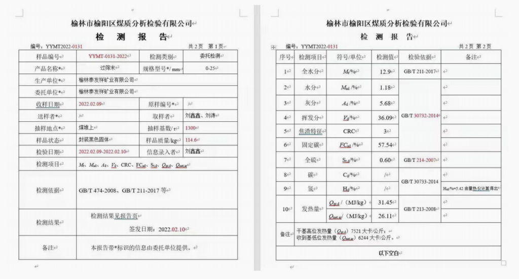 陕西省榆林是榆阳区麻黄梁煤矿煤炭指标​